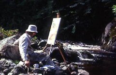 Tim painting on The Dargle river
